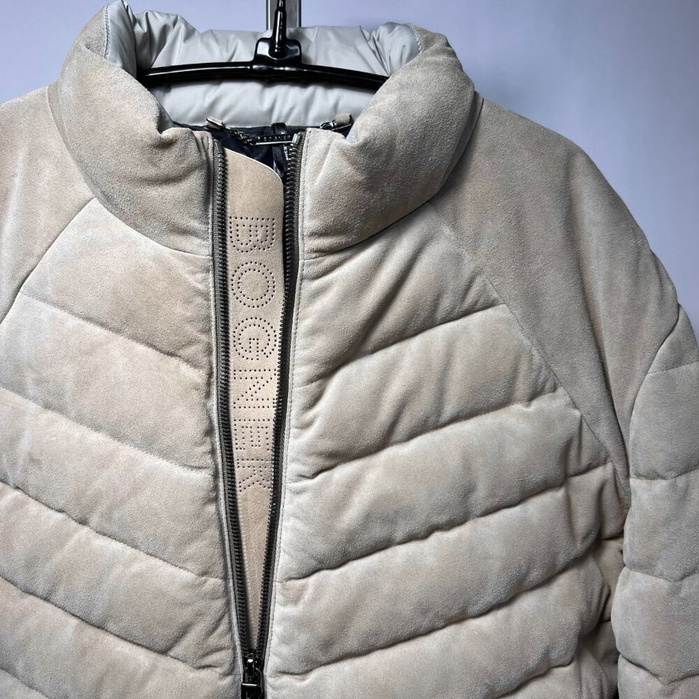 RARE BOGNER Beige‎ Calfskin Suede Down-Insulated Jacket Men's 44